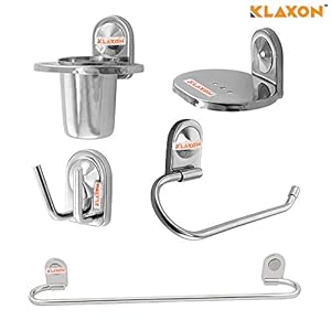Klaxon Stainless Steel Armando Bathroom Accessories (Silver, 5 Piece)