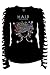 Active Junior Hair Designer Rhinestones T-shirt Ripped Slit Cut Out Salon Stylist Shirt (Large)