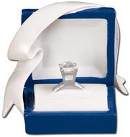 Marry Me Engagement Blue Box Diamond ring Hand Personalized Christmas Ornament. by PolarX Ornaments