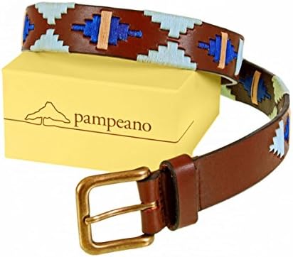 Pampeano Leather Rio Polo Belt Brown &amp; Blue 42