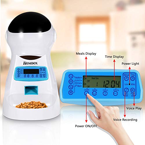 Xuliyme Automatic Cat Feeder Auto Pet Food Dispenser with LCD Display,Voice Record Remind, Timer Programmable, Portion Control for Medium & Large Dog - 4 Meals a Day - Thumbnail 4