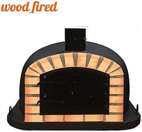 Black Deluxe Extra Wood Fired Pizza Oven, Orange Arch, Black Door, 100cm x 100cm
