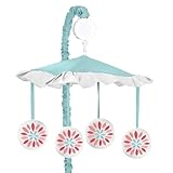 Sweet Jojo Designs Musical Baby Crib Mobile for Modern Turquoise and Coral Emma Collection