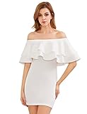 MakeMeChic Women's Off Shoulder Ruffle Mini Dress Boho Bodycon Dress
