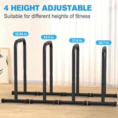 Adjustable Dip Bar Station, Heavy Duty Parallette & Parallel Bars, 400LBS Stable Dip Stands for Home Gym, Calisthenics & Upper Body Workout Equipment