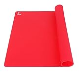 Super Kitchen Premium Food Grade Silicone Pastry Mat Extra Large 23.4 By 15.6 Inches for Dough Red