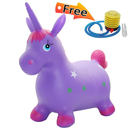 XKX Very Popular Baby Riding Toys,Jumping Horse Jia Jia Jia!Includes foot inflating pump (Purple, Unicorn)