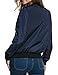 HOTOUCH Women Vintage Bomber Jacket Classic Zip up Biker Jacket Navy Blue L