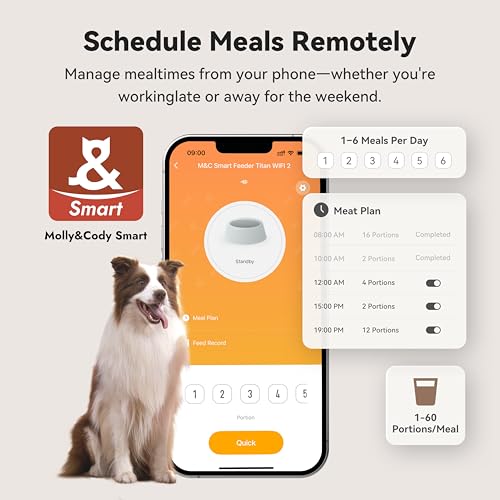 Automatic Dog Feeder for Large Dogs, 14L Capacity, Remote Feed, Anti-Lock System, Automatic Dog Food Dispenser, 2.4G WiFi App Control, Fountain