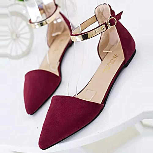 Pointed Flats Shoes Womenï¼ŒLondony🐬 Faux Leather D'Orsay Pointed Toe Flats Classic Pointy Toe Ballet Slip On Flats Shoes Red