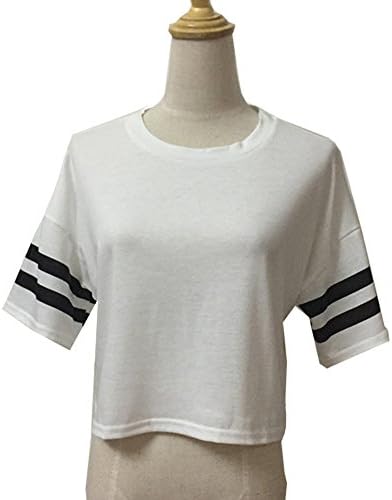 PRAPRA Women Short Sport Casual Solid O-Neck Ladies T-shirt Fitness Women's Gym Sports Tee Short sleeve Crop Tops Blouse