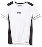 STX Boys' Athletic Performance Short Sleeve Tee Shirt, TP60-White/Gray, 10/12