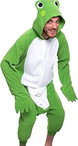 Silver Lilly Adult Pajamas - Plush One Piece Cosplay Animal Costume (Frog, M)