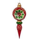 RAZ Imports Red and Green Vintage Finial Ornament, 10-Inch, Resin