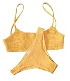 Mumentfienlis Women's Two Piece Solid Color Bikini Swimsuit Size M Yellow