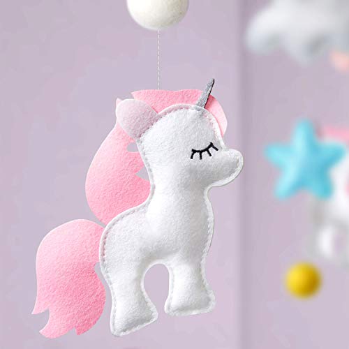 Baby Crib Mobile by Giftsfarm, Unicorn Baby Mobile for Girl Nursery Décor (2019 New Design) - Thumbnail 2