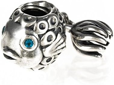 Silver Topaz Angel Fish Bead Highest Quality Charm Sterling Tone Fits Pandora &amp; Similar Bracelets