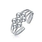 Bling Jewelry 3 Row Wire 7 Bead Toe Ring Adjustable Sterling Silver Midi Rings