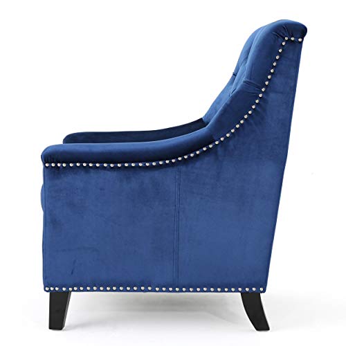 Christopher Knight Home Jaclyn Velvet Tufted Club Chair, Navy Blue
