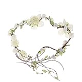 Newly arrived Rattan Flower Vine Crown Tiaras Necklace Belt Party Decoration (ivory-2)
