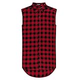 OLRIK Mens Hipster Hip Hop Sleeveless Side Zipper Plaid Shirt Vest