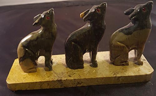 Set of Three Soapstone Fox Figurine 2.75"h Fox Carving