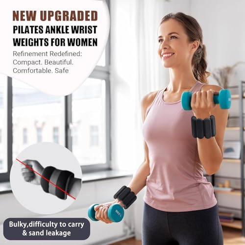 Last Page® Pilates Wrist & Ankle Weights for Women, Wearable Strong Arm & Leg Weights Set of 2, Adjustable Ankle Weights for Walking, Yoga, Dance, Barre,Gym