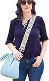 White Jacquard Woven Handbag Purse Strap - Guitar Strap Styled Shoulder Bag Strap - Adjustable Bag Strap For Tote Bag And Messenger Bags – Great Gift for women and ladies