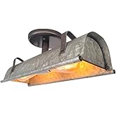 thelampgoods Rustic Galvanized Ceiling Light Fixture - Farmhouse Lighting Kitchen Antique Bathroom Industrial Vintage Chandel