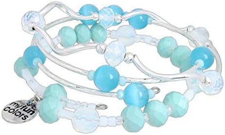My Fun Colors - Assorted Set of 3 Dual Tone Fashion Stackable Bracelets (Powder Blue / Sea Mist)