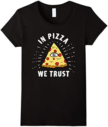 Womens pizza illuminati all seeing eye pyramid humor nerd T-Shirt  Medium Black