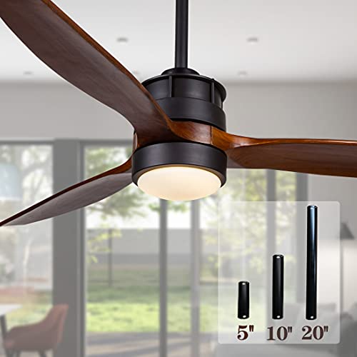 EKIZNSN 52 Inch Outdoor Black Ceiling Fan with Lights and Remote