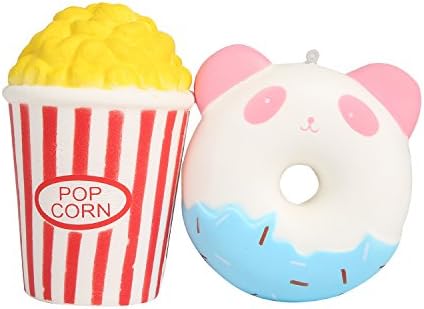 TEEGOMO Cute Panda Donuts and Popcorn Cup Slow Rising Scented Jumbo Squishy Stress Relief Squeeze Decorations Kids Toy Gift Fun