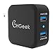Smart Dual USB Wall Charger Black CHGeek 2-Port 24W 4.8A US Plug MINI USB Travel Adapter with Smart Charge Technology for iPhone 7 7+ 6S 6 Plus 5S iPad Galaxy S7 Note HTC LG G5 Nexus 7 PSP GPS -CH04S