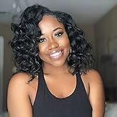 ToyoTree Ocean Wave Crochet Hair - 8 Inch 8 Packs Natural Black Short Curly Deep Wave Crochet Hair, Synthetic Ocean Wave Brai