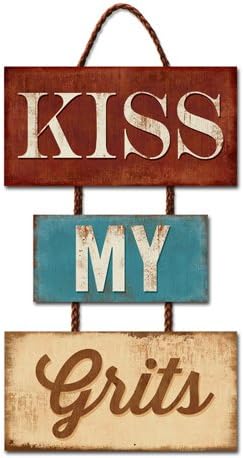 Highland Home Kiss My Grits Laser Cut Trio Sign, 12 x 18 inches