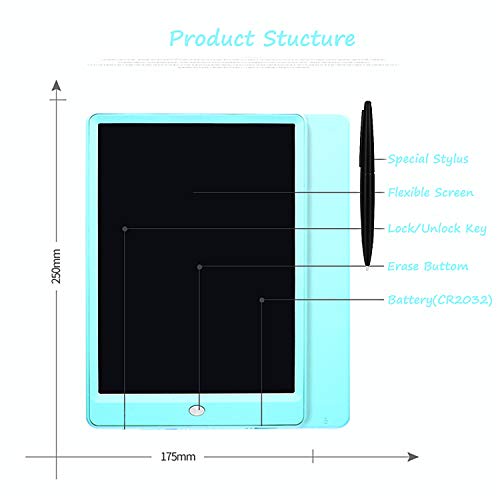 Pilipada LCD Writing Tablet Colorful Drawing Tablet, 10 Inches Light Drawing Board Doodle Pad, Early Educational Writing Board for Kids - Thumbnail 4