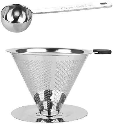 Etrech Paperless Pour Over Cone Coffee Dripper, Permanent Reusable Stainless Steel Durable Coffee Filter with Coffee Cup Stand (Fit for(2 - 4)cups)