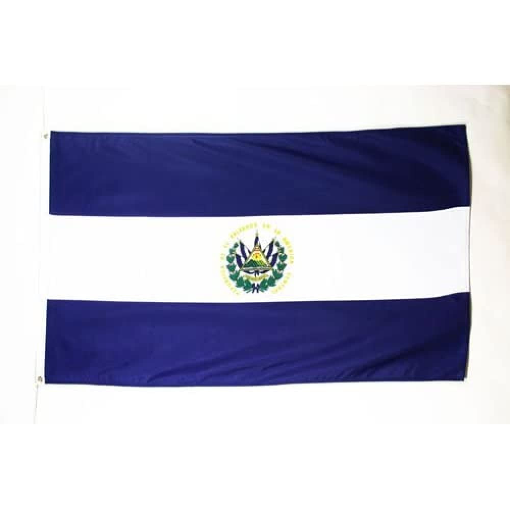 AZ FLAG - El Salvador Flag - 3x5 Ft - Light Polyester Salavadorian Banner with Two Brass Eyelets - Fade Resistant - Vivid Colors - 3' x 5' Feet - 150x90 Cm — image 1