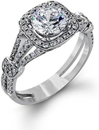 2 Carat round cut halo split shank knot in 925 Sterling Silver Engagement Ring Bridal size 4.5-10