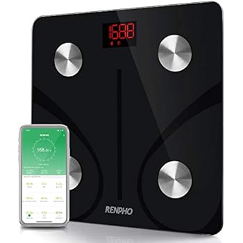 RENPHO Bluetooth Body Fat Scale Smart BMI Scale Digital Bathroom Wireless Weight Scale, Body Composition Analyzer with Smartphone App 396 lbs - Black