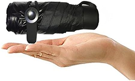 Mini Umbrella Travel Anti Ultraviolet 5 Folding Compact Pocket Umbrella, Ultra Protective (95% UV Resistance ) (black)