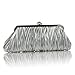 Fashion Road Womens Satin Pleated Evening Clutch Bags Purse Wedding Cocktail Party Handbags Silver