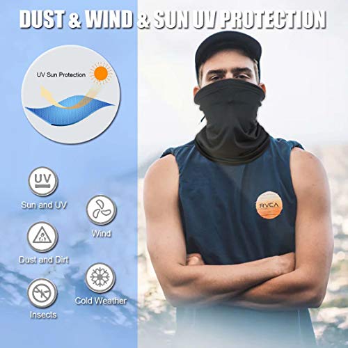 6 Pack Unisex Sun UV Protection Face Bandana, Reusable Washable Fabric