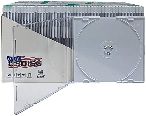 USDISC CD Jewel Cases Slimline 5.2mm, Single 1 Disc, White, Pack of 10 - Thumbnail 3