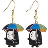 ZHOUMEIWENSP 1 Pair Anime Spired Away Earrings Cartoon No Face Man Earrings Dust Elf Stud Earrings Gifts for Women