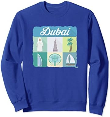 Unisex Visit Dubai Symbols City Lover Journeys Travel Sweatshirt 2XL Royal Blue
