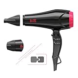 1875W Professional Salon Hair Dryer Negative Ionic Blow Dryer, 2 Speed 3 Heat Settings Cool Button with AC Motor, Concentrator Nozzle and Filter, Black