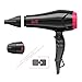 1875W Professional Salon Hair Dryer Negative Ionic Blow Dryer, 2 Speed 3 Heat Settings Cool Button with AC Motor, Concentrator Nozzle and Filter, Black