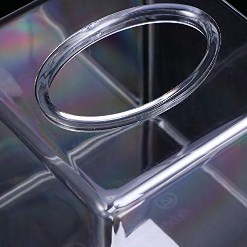 BESTOMZ Square Tissue Box Cover Acrylic Tissues Paper Holder for Bathroom - Thumbnail 5